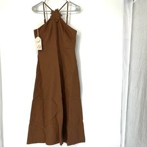 Cacay NWT Brown Halter Midi Dress women’s small